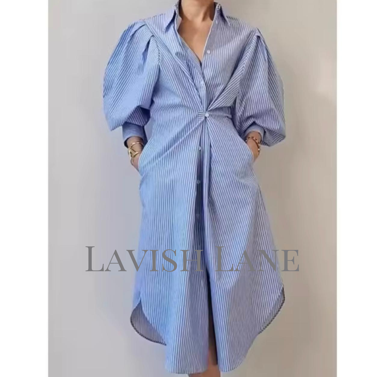 Tie Waist Shirtdress - Lavish Lane