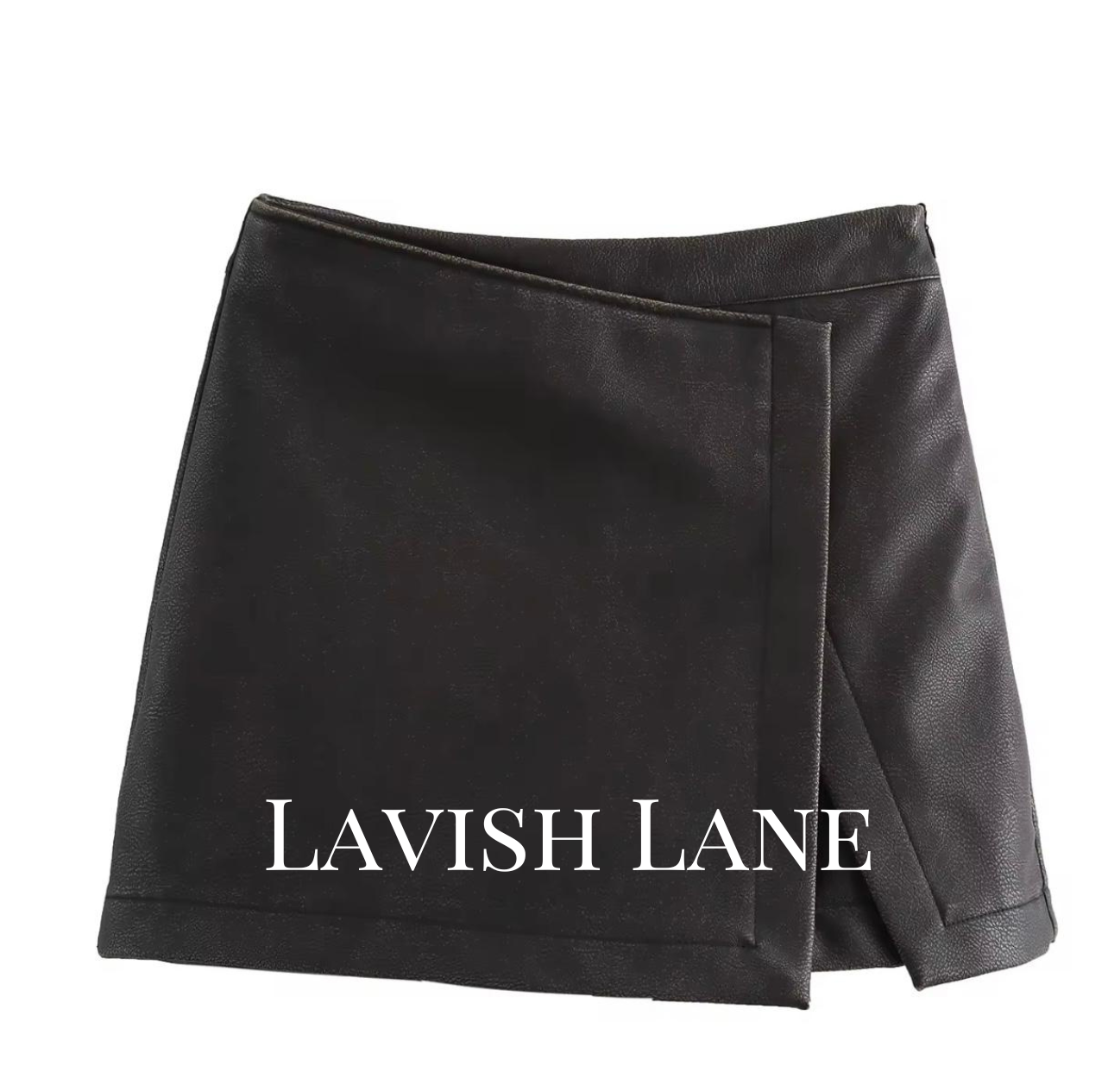 Noir Wrap leather Skort - Lavish Lane