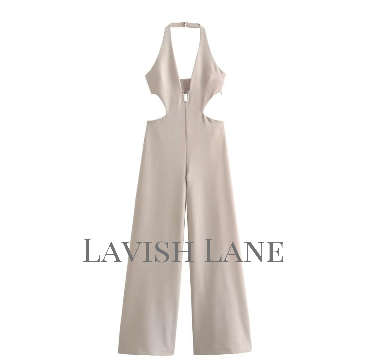 Cut-Out Halter Jumpsuit - Lavish Lane