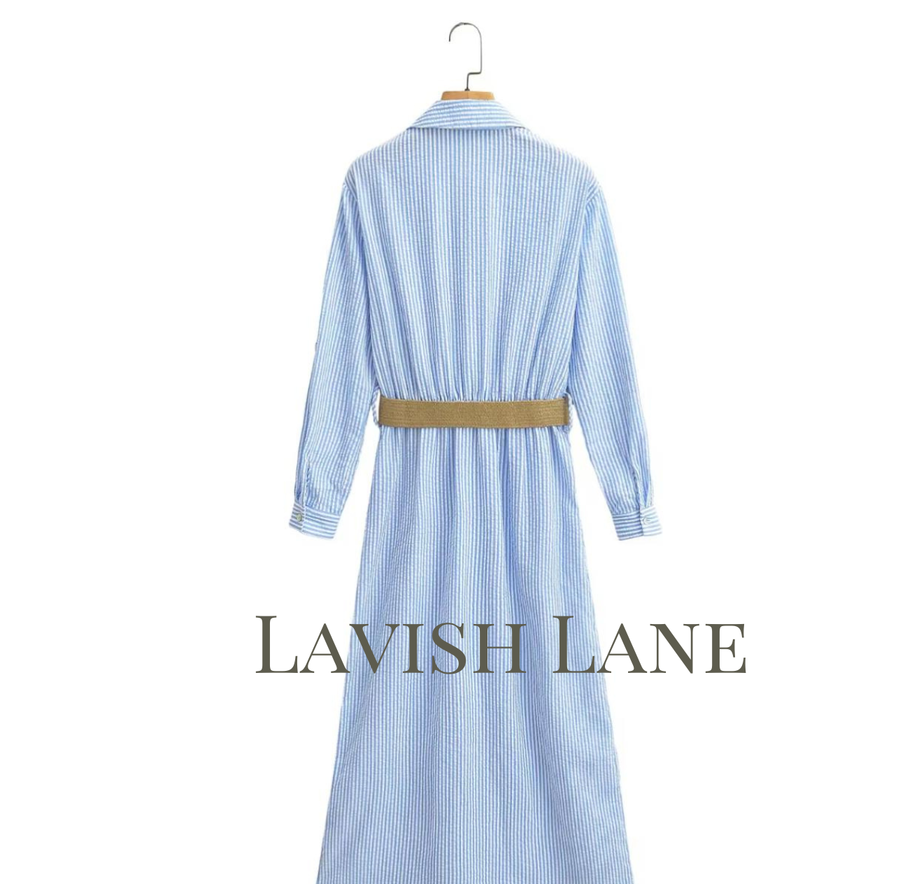 The Belted Blue Line Dress - Lavish Lane