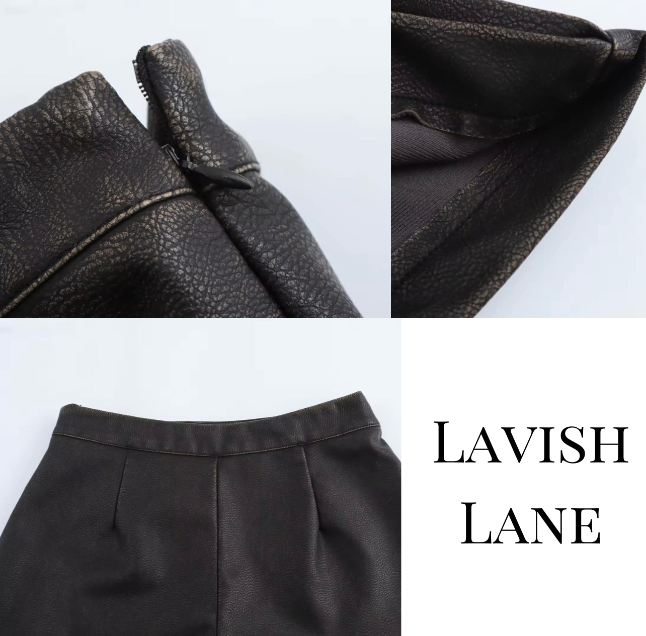 Noir Wrap leather Skort - Lavish Lane
