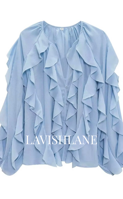 Cloudlight Ruffle Top - Lavish Lane