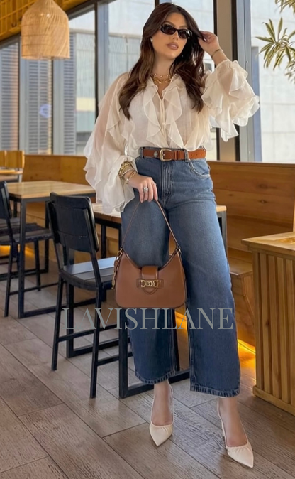 Cloudlight Ruffle Top - Lavish Lane