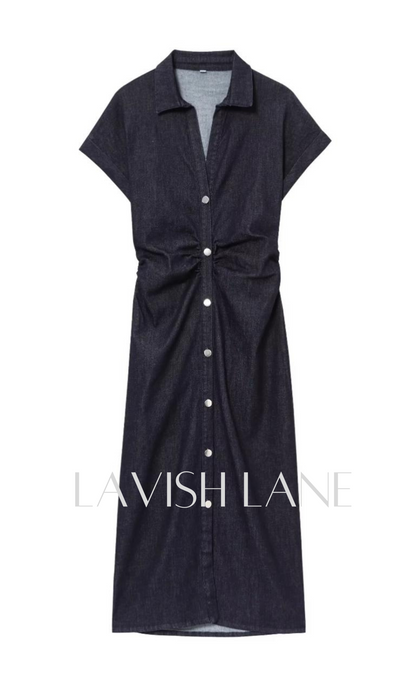 Denim Drape Dress - Lavish Lane