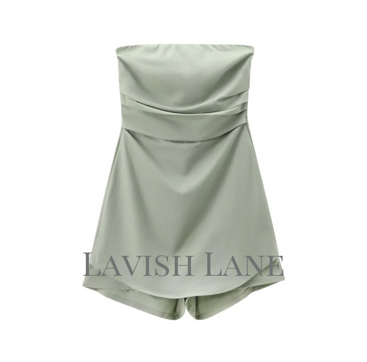 Sage Strapless Romper - Lavish Lane
