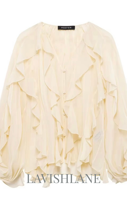 Cloudlight Ruffle Top - Lavish Lane
