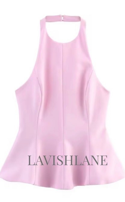 Halter Luxe Peplum Top