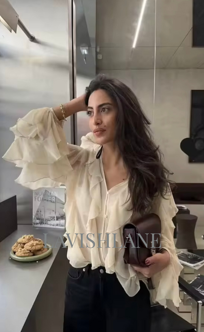 Cloudlight Ruffle Top - Lavish Lane