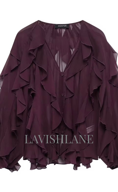 Cloudlight Ruffle Top - Lavish Lane