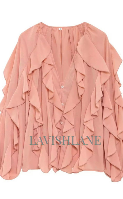 Cloudlight Ruffle Top - Lavish Lane