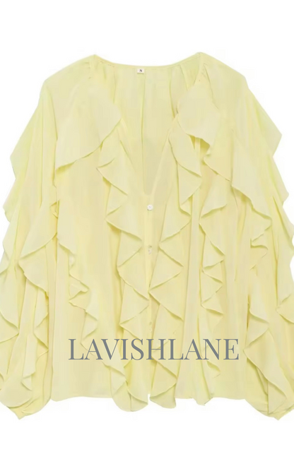 Cloudlight Ruffle Top - Lavish Lane