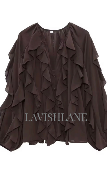 Cloudlight Ruffle Top - Lavish Lane