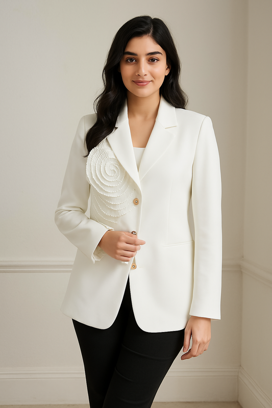 Gardenia White Blazer - Lavish Lane